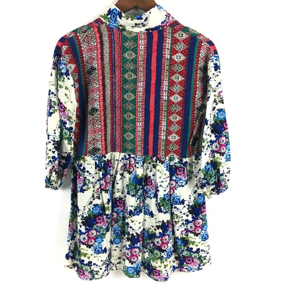 Umgee Womens Top Small Floral Tunic Babydoll Blouse Rayon Buttons Flowy Boho - Picture 4 of 14